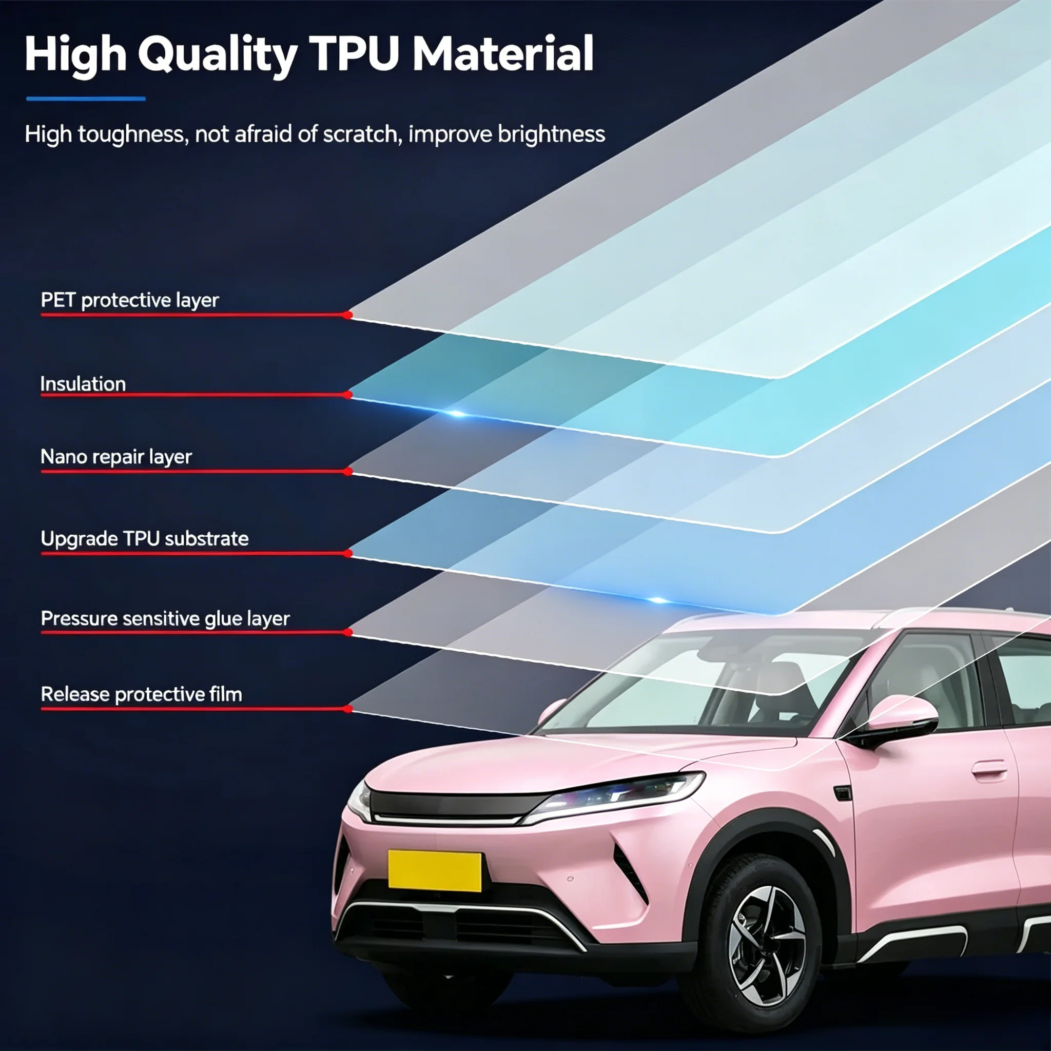 Pellicola Protettiva Trasparente in TPU per Carrozzeria Auto BYD YUAN UP ATTO 2 2024-2025 - immagine 2