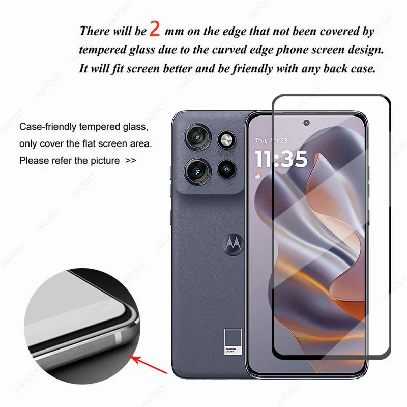 Premium Tempered Glass Screen and Camera Protector - Black Edge Protective Film