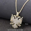 VANAXIN Iced Out Albanian Eagle Pendant  Hip Hop Necklace for Men 14k Gold Color CZ Zircon Folk  National Style Jewelry Gift 3