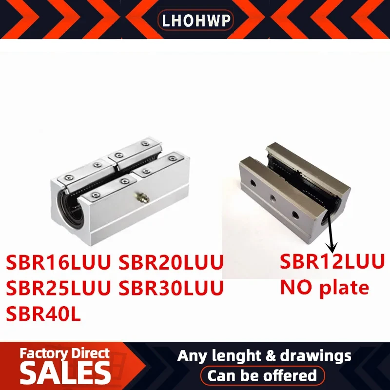 

SBR16LUU SBR20LUU SBR25LUU SBR30LUU SBR40L Aluminum Block Linear Motion Ball Bearing Slide Block Match Use SBR linear Guide Rail