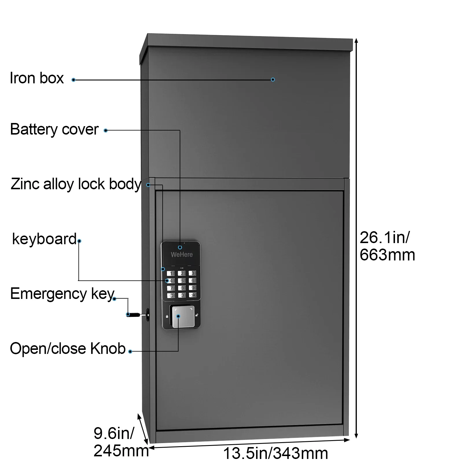 Outdoor Waterproof Drop Box Anti Theft Wall Mount Detachable Metal Parcel Box Bluetooth Smart Lock Mailbox Courier Cabinet