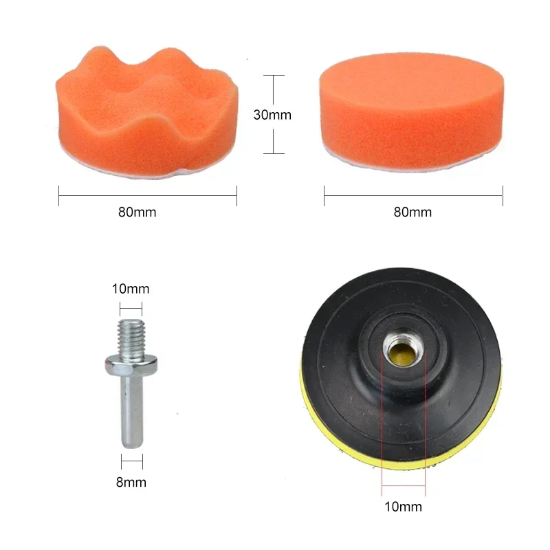 3inch Car Polishing Disc 11Pcs/Set Self-Adhesive ing Waxing Sponge Wool Wheel Polishing Pad For Car Polisher Drill Adapter