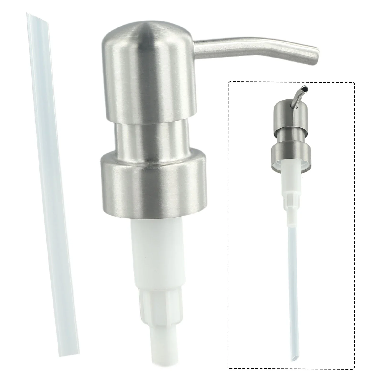 

Liquid Pump Head Lotion Dispenser Head Stainless Steel 28 Thread Press Head Lotion Shampoo Pump Tube Bath Bottle Press Nozzle