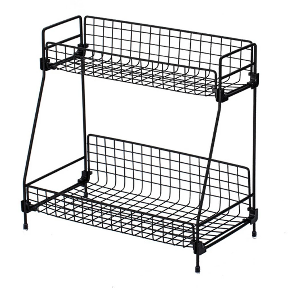 Standing 2 Tiers Spice Herb Jar Rack Holder Storage Organizer Counter Shelf Black: 3 - 5 Days Free Delivery Only UK