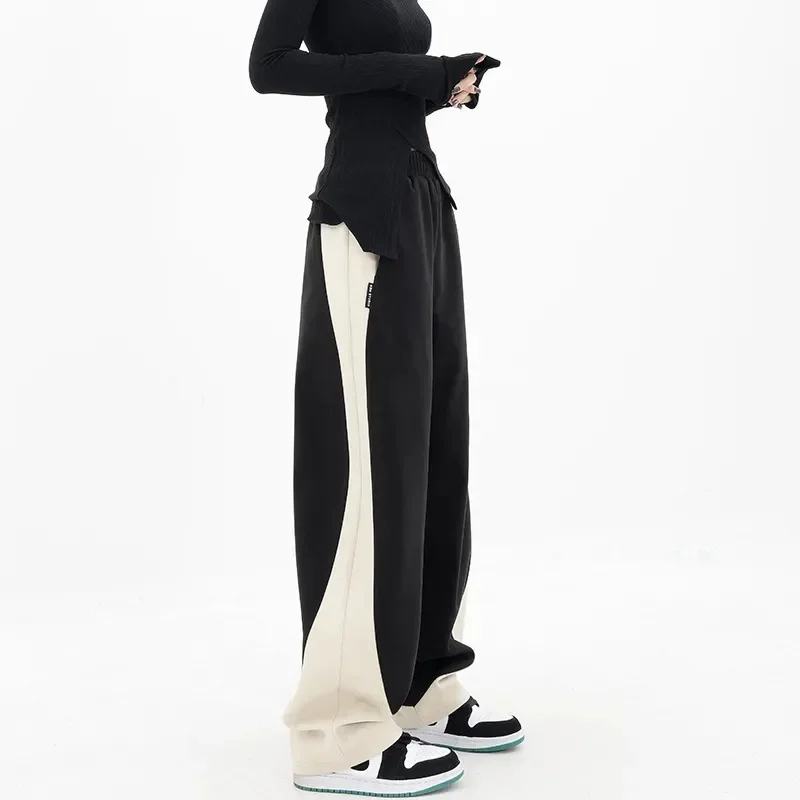 Chic Panelled Women Cargo Pants 2023 Spring High Street Female Stitching Sweatpants Oversize Casual Loose Lady Banana Pants s 5xl oversize harajuku casual pants women wide leg hip hop mopping vintage summer high street jeans holes black chic oversized