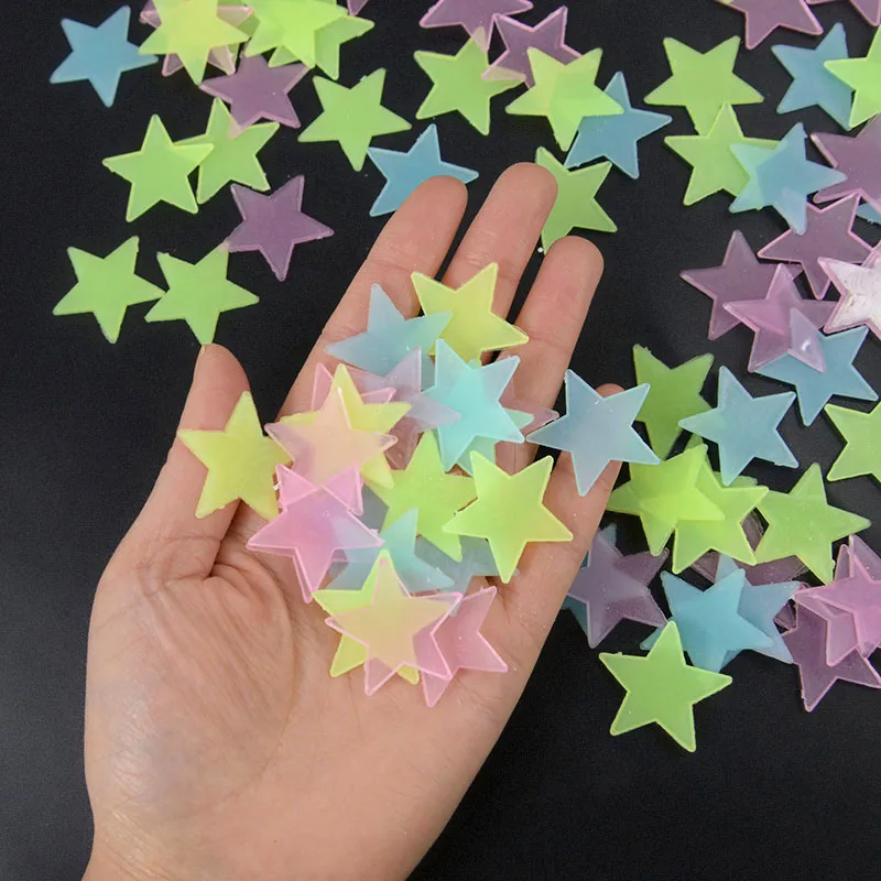

100Pcs Luminous 3D Stars Glow In The Dark Wall Stickers For Kids Baby Rooms Bedroom Ceiling Decor Fluorescent Star Stickers