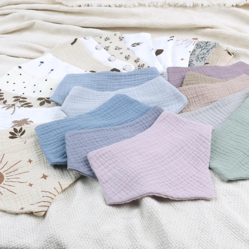 Baby Bibs 4Pcs/Lot Muslin Cotton Newborn Solid Color Snap Button Soft Saliva Towel Burp Cloth Feeding Drool Bibs