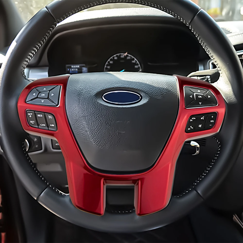 Auto Lenkrad Panel Cover Pailletten Aufkleber für Ford Ranger Everest Unterfangen 2015 2016 2017 2018 2019 2020 2021 abs Styling – Detail 6