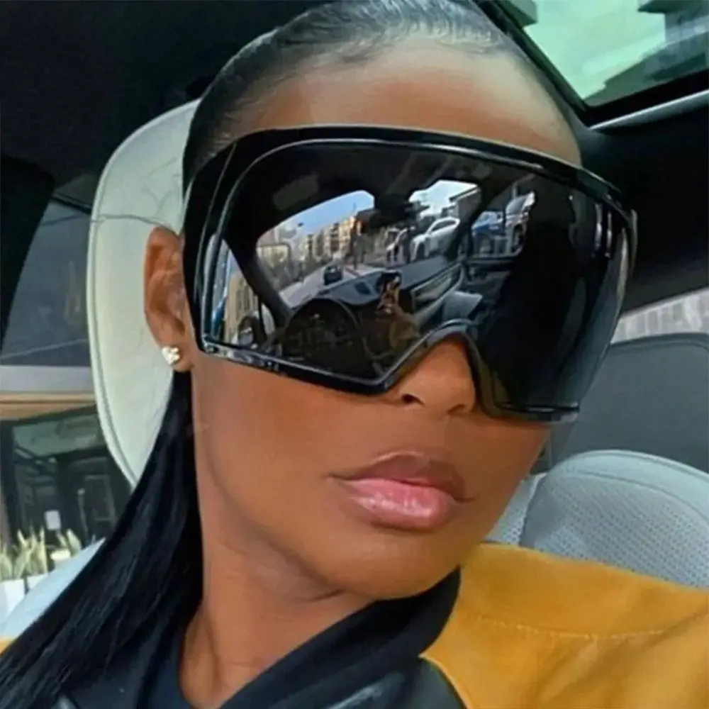 Oversized Punk One-piece Sunglasses Goggle New Women Men Luxury Sun Glasses Female Surround Shades 2000'S Eyewear