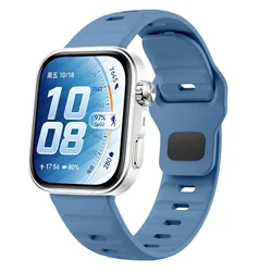 Soft Silicone Adjustable Breathable Strap for Smartwatch - Comfortable Wristband (Ice blue)
