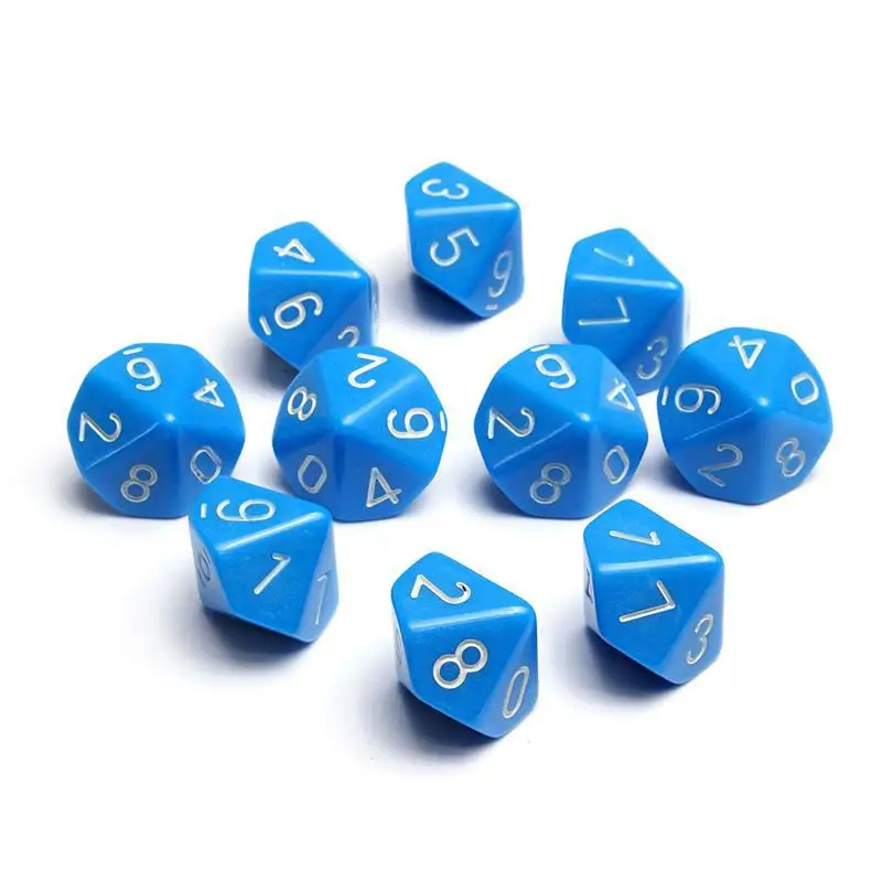 10 Face Dice 0-9 Digital Dice Running Group Board Game Literacy Color Children's Teaching Supplies for Dnd 10Pcs/set