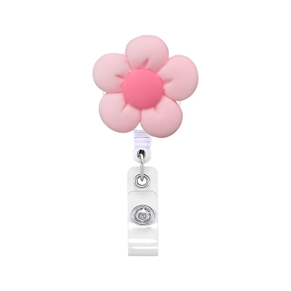 Soporte retráctil de flores para tarjeta de identificación, accesorio para llavero, regalo de joyería, novedad