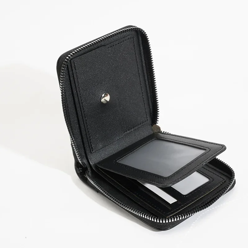 Men Zipper Wallet Money Bag Fashion Multifunctional PU Soft Leather Wallet Card Holder with Hasp Coin Pocket Purse Multi-card 4