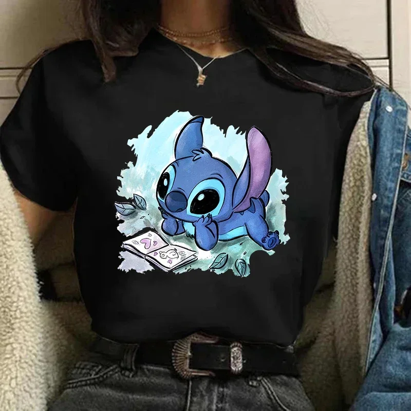 Gothic Stitch Funny Cartoon T Shirt Women Lilo Stitch T-shirt Graphic Y2K Tops Tshirt Hip Hop Tees Female Clothes Goth 4