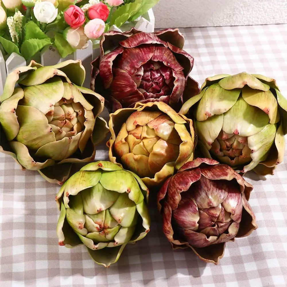 Artificial plant green faux fruit home kitchen home decorations artificial decorations faux artichokes artichoke