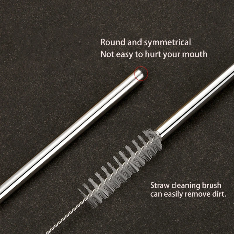 Premium Stainless Steel Reusable Straws Set with Cleaning Brushes - Ideal for Restaurants and Hotels