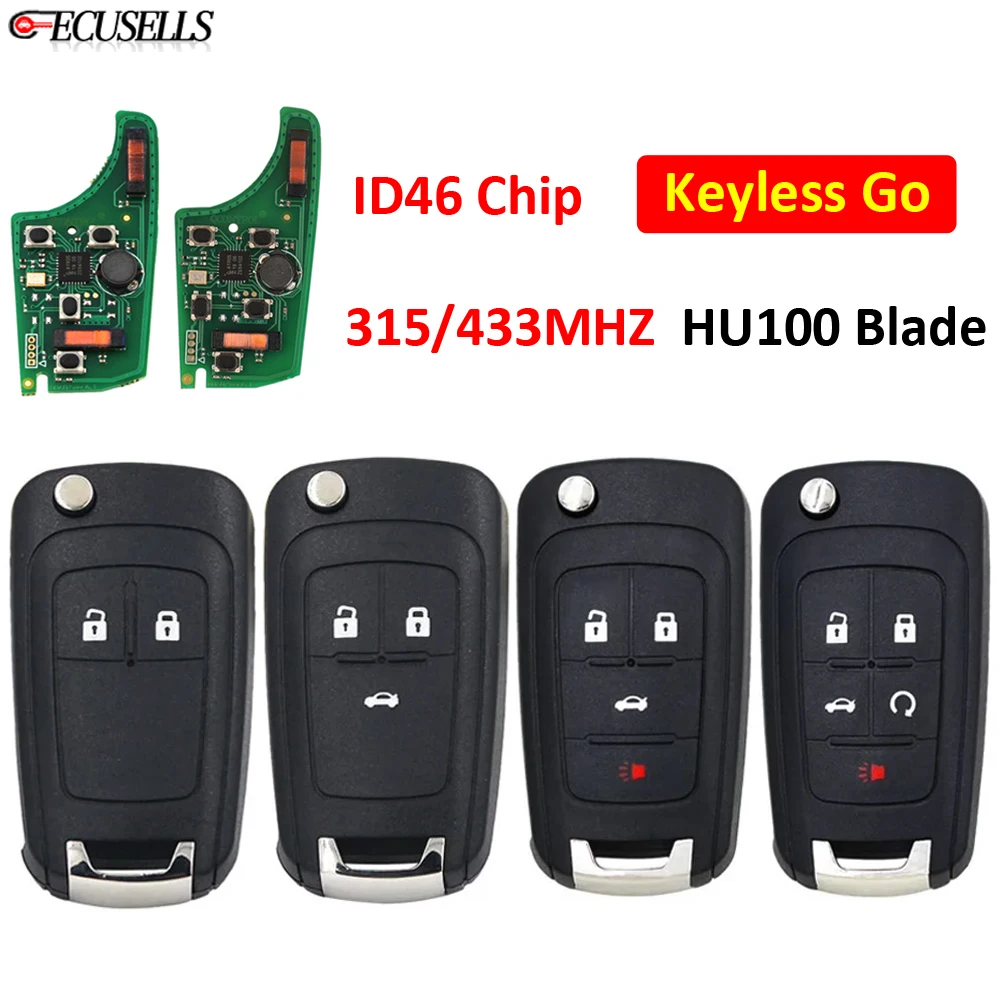 Key Fob Remote Replacement For Chevy Camaro Equinox Cruze | GMC Terrain | Buick Lacrosse Regal 2010-2019 | 5 Button Flip Key (Pack Of 2) - View #3
