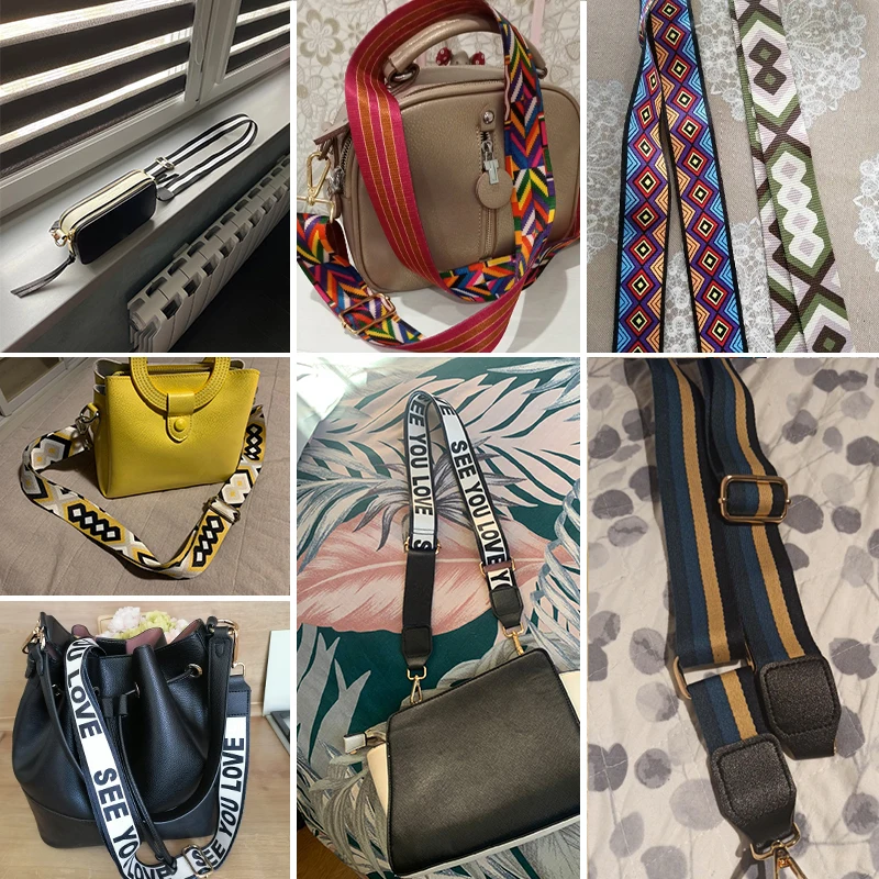 Bag Straps Wide Shoulder Straps Crossbody Bag Straps Crossbody Bag Straps Ethnic Wind Collision Color Bag Straps Accessories