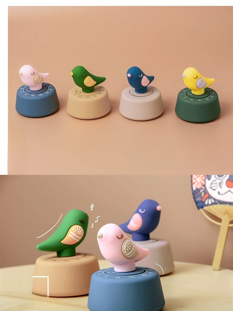 Cute Bird Timer Cartoon Rotating Mechanical Kitchen Time Manager Student aduation Gift Cooking Tool Timer Reminder