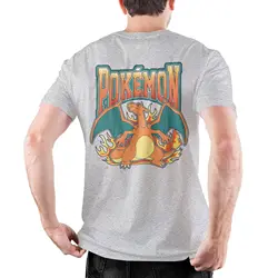 Charizard Fire Type Graphic Cotton T - Shirts - Unisex Round Neck Short Sleeve - XXXL (GRAY)