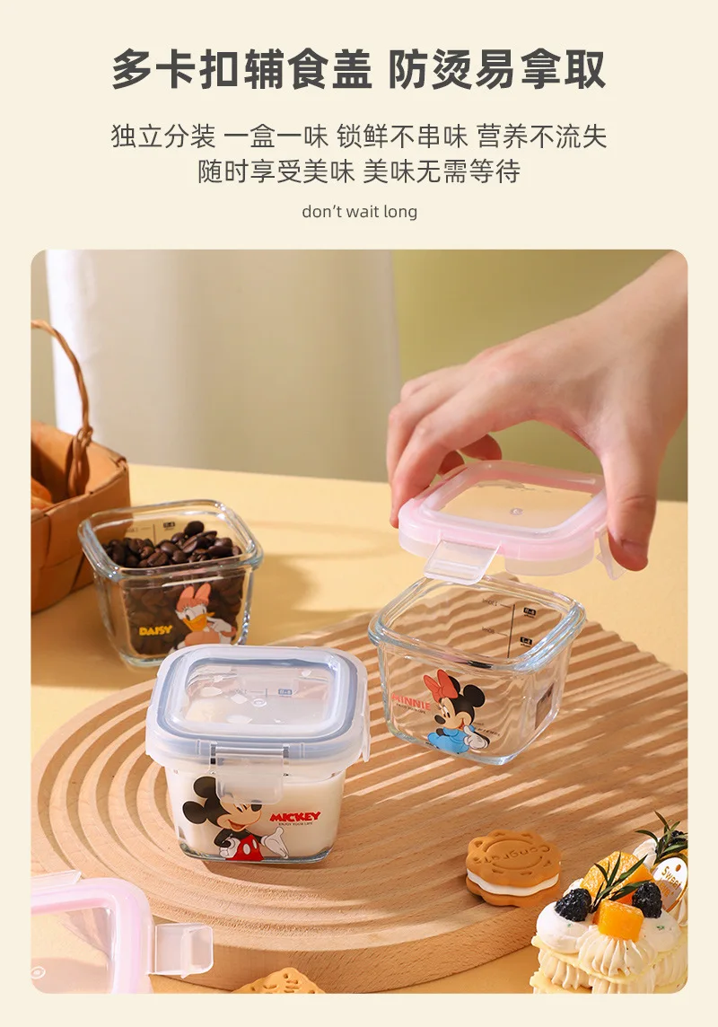Disney Table Ware Minnie Food Bowl Glass Eco-Friendly Material Fresh-Keeping Box 130Ml