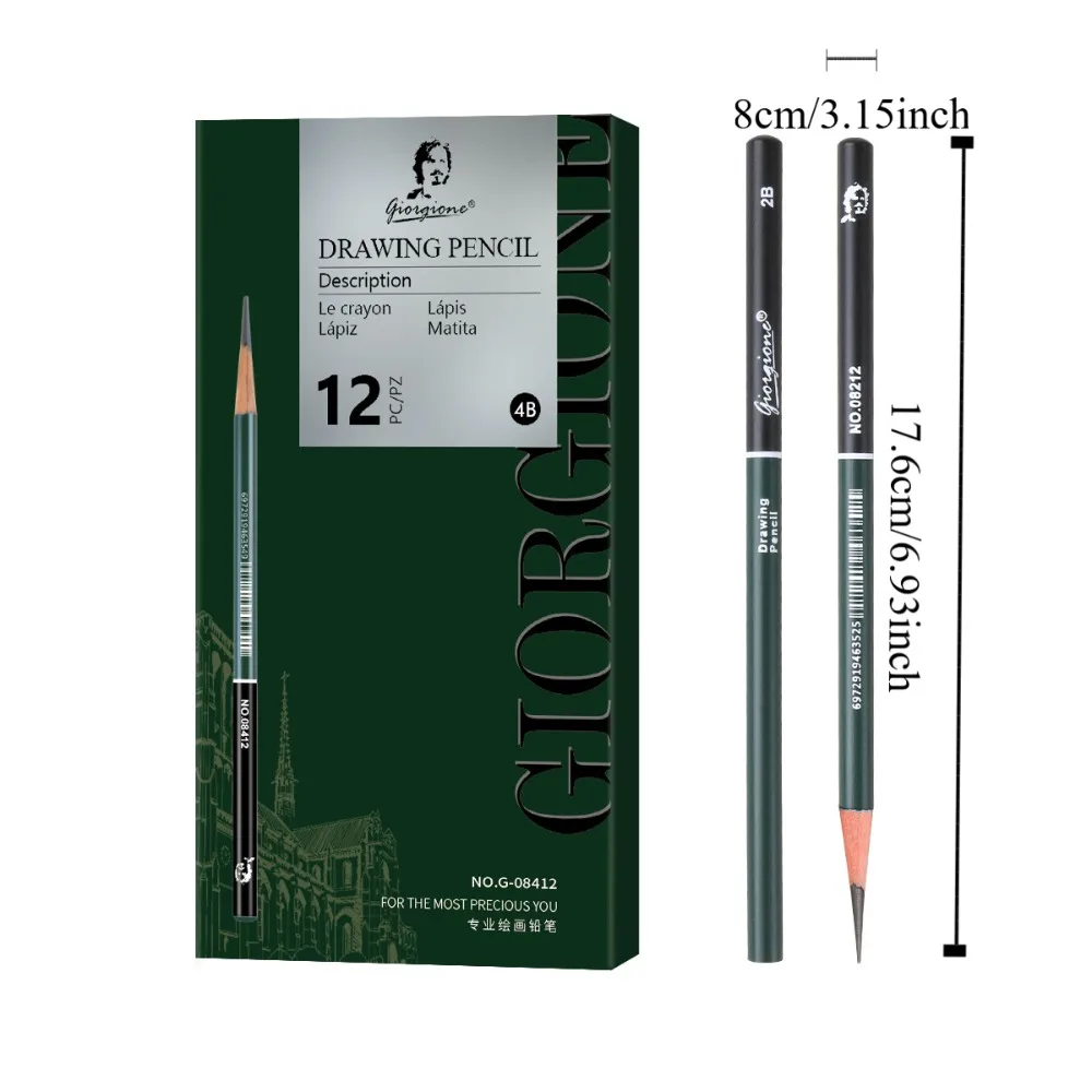 Dyvicl Professional Charcoal Pencils Drawing Set 12 Pieces Soft, Ediu...