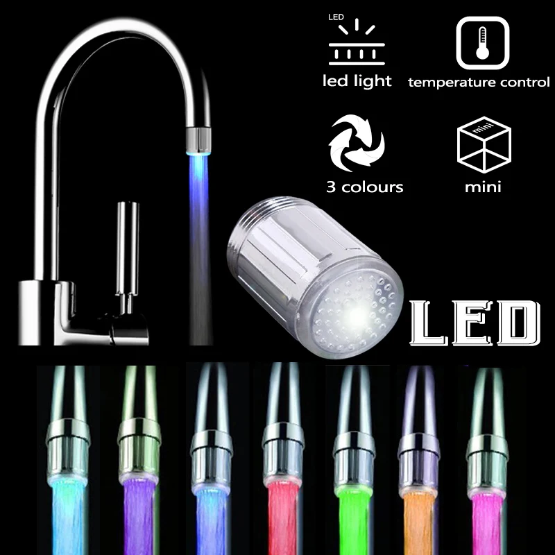 7ColorsLEDFaucetLightTapNozzleRGBChangeBlinkingTemperatureFaucetAeratorWaterSaving