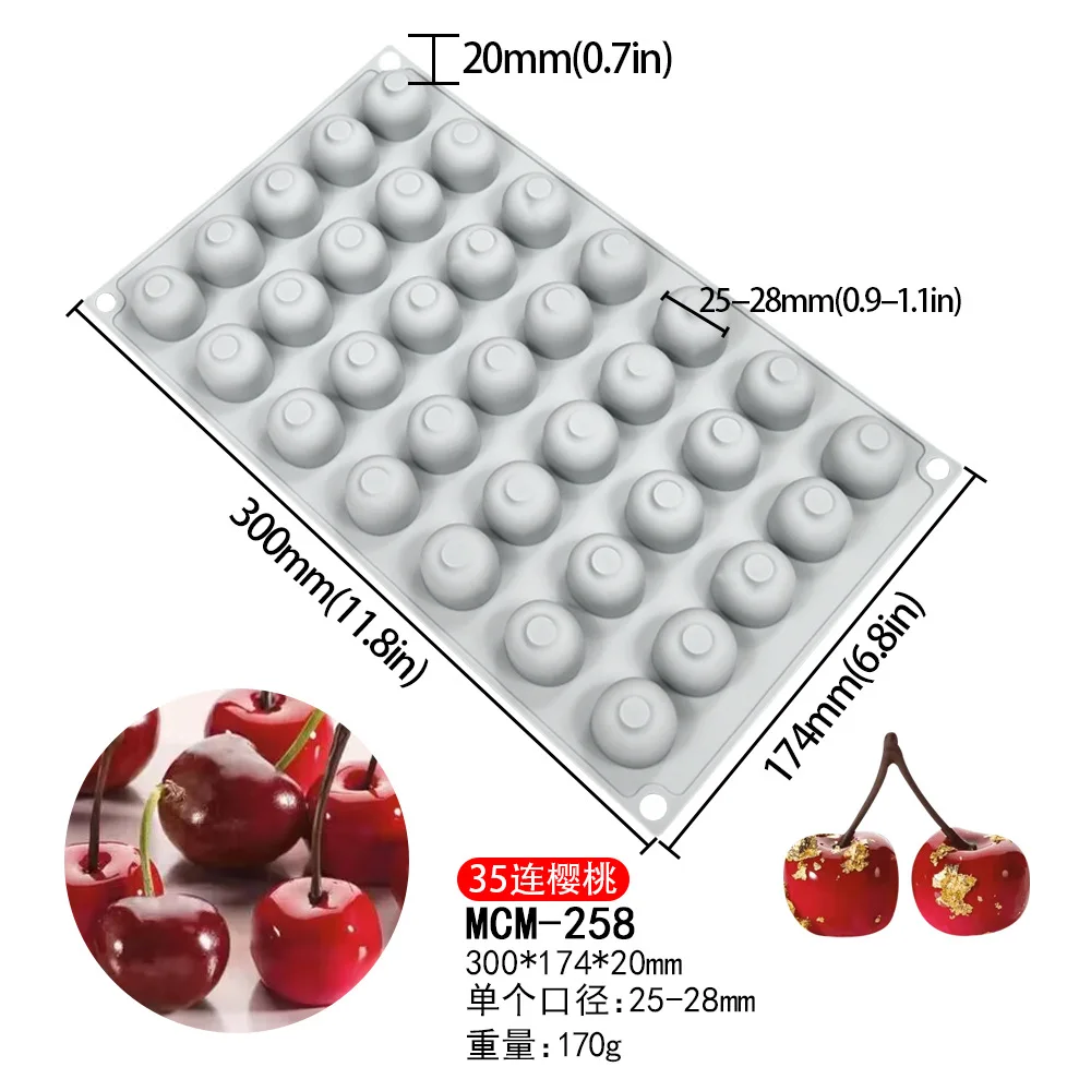 Cherry Mousse Imitation Real Fruit DIY Chocolate Cake Mold Baking Three-dimensional Candle Making Silicone Moulds silicone mold silicone candle mold aromatherapy candle mold silicone candle molds candle mold