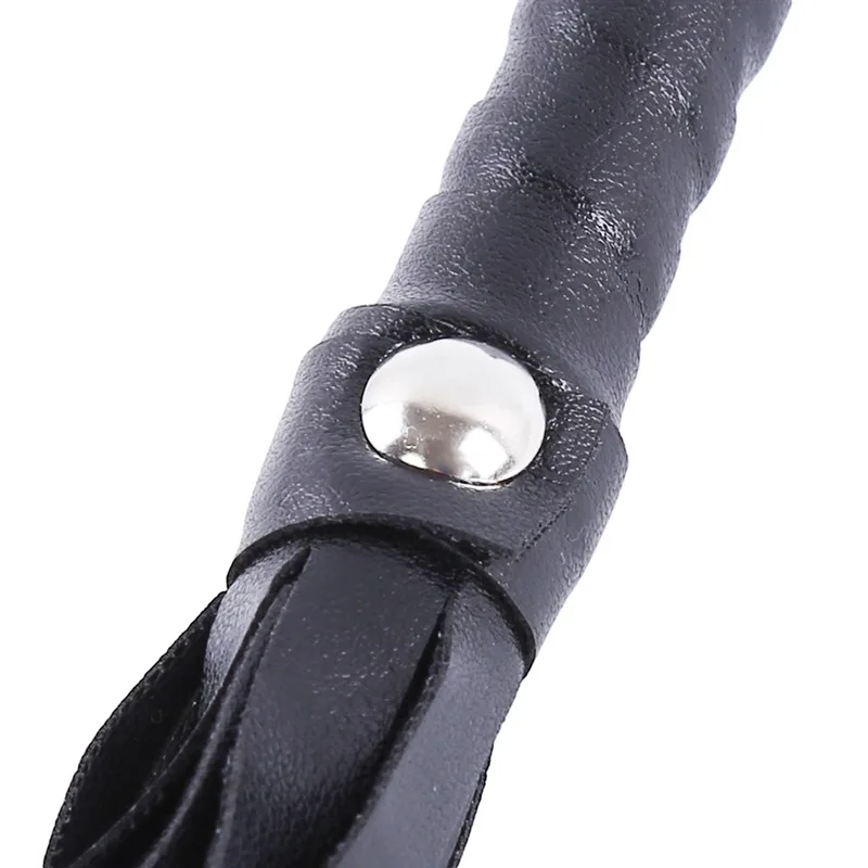 PU Leather Pimp Whip Racing Riding Crop Party Flogger Hand Cuffs Queen Black Horse Riding Whip Equipment 4