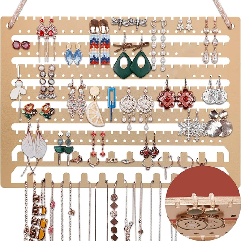 

Wooden Hanging Jewelry Organizer Wall Mounted Necklace Earrings Display Stand