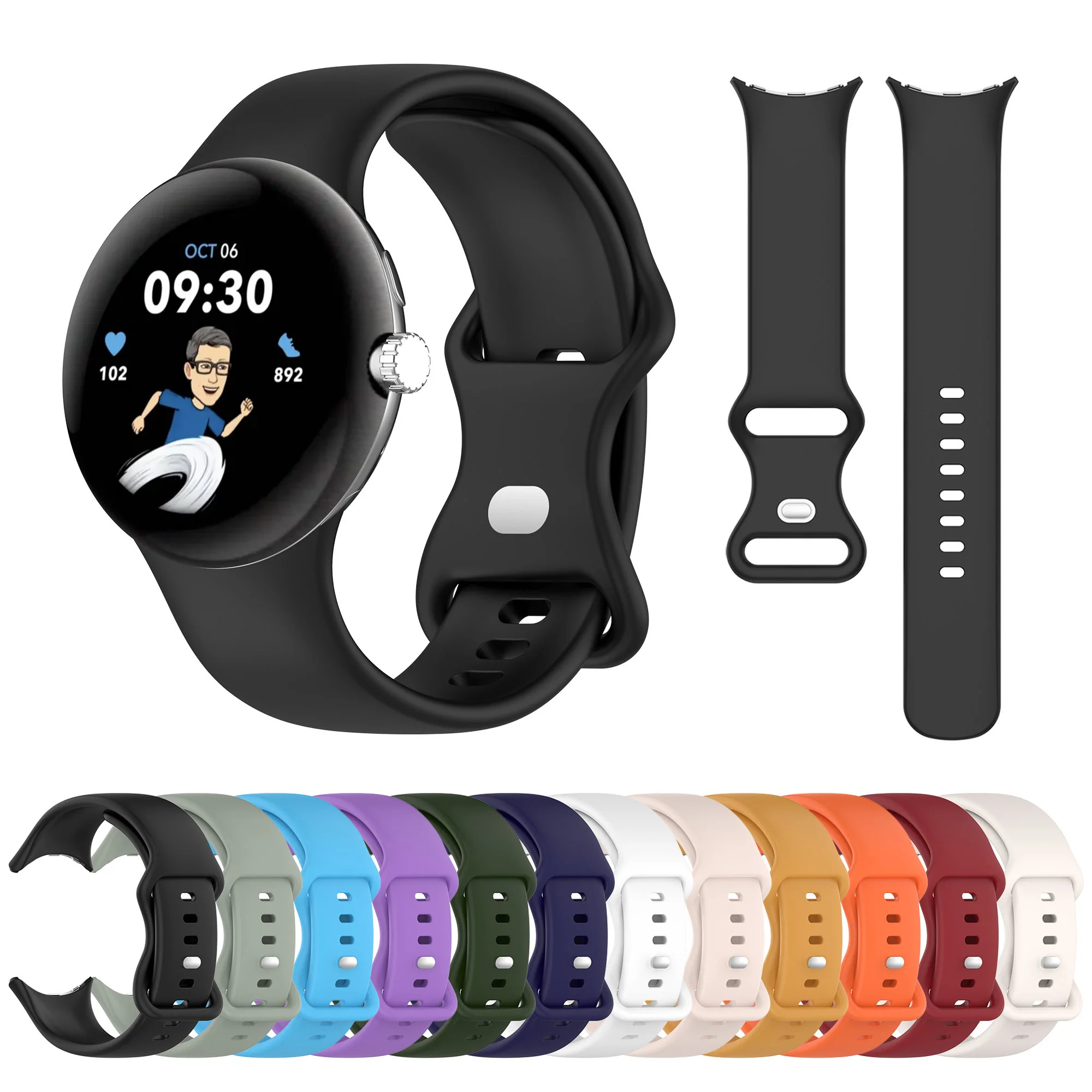 

Ремешок силиконовый для Google Pixel Watch 2, спортивный браслет с пряжкой-бабочкой, полное покрытие, для наручных часов Google Pixel