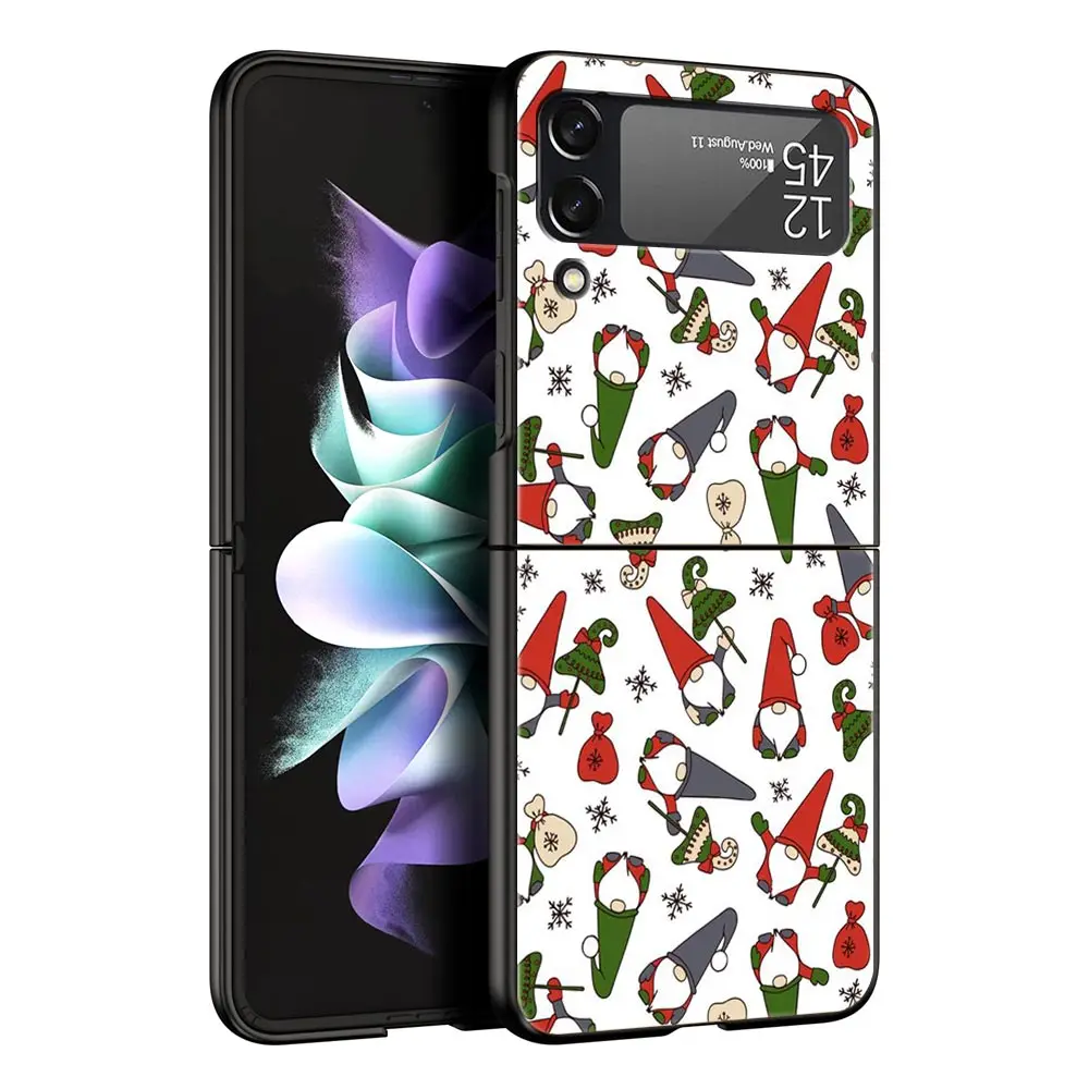 Luxury Black Hard Shell Folding Phone Case - Christmas Santa Claus Design