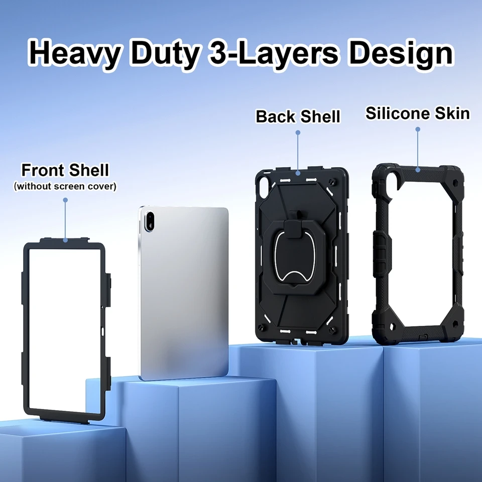 For Huawei MatePad SE 11 Inch 2024 AGS6-W00 Case Shockproof Silicon PC Pull Ring Stand Shoulder Strap Tablet Cover - 7 - View #9