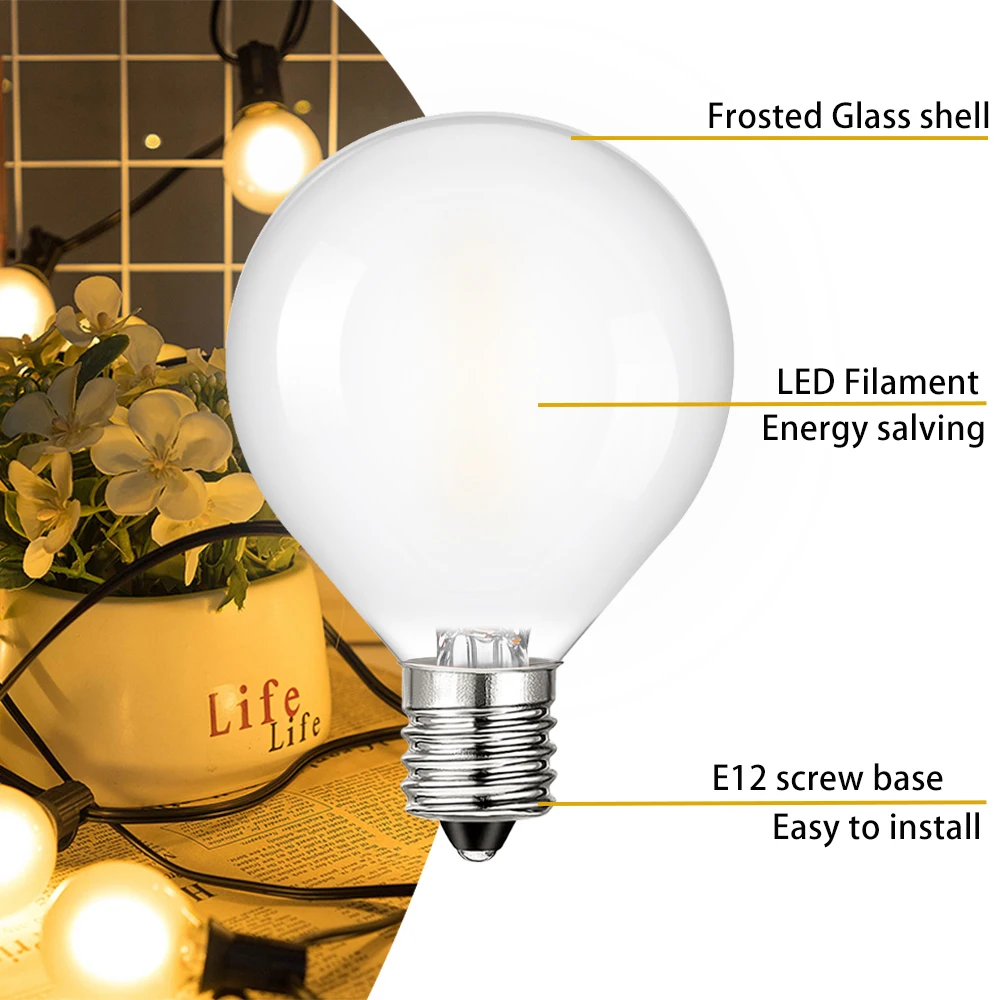 Vintage Ampoule LED E12 Bulb Edison Lamp 220V G40 1W Frosted White 10W Equivalent Decorative Mini LED Bulb Christmas Decoration