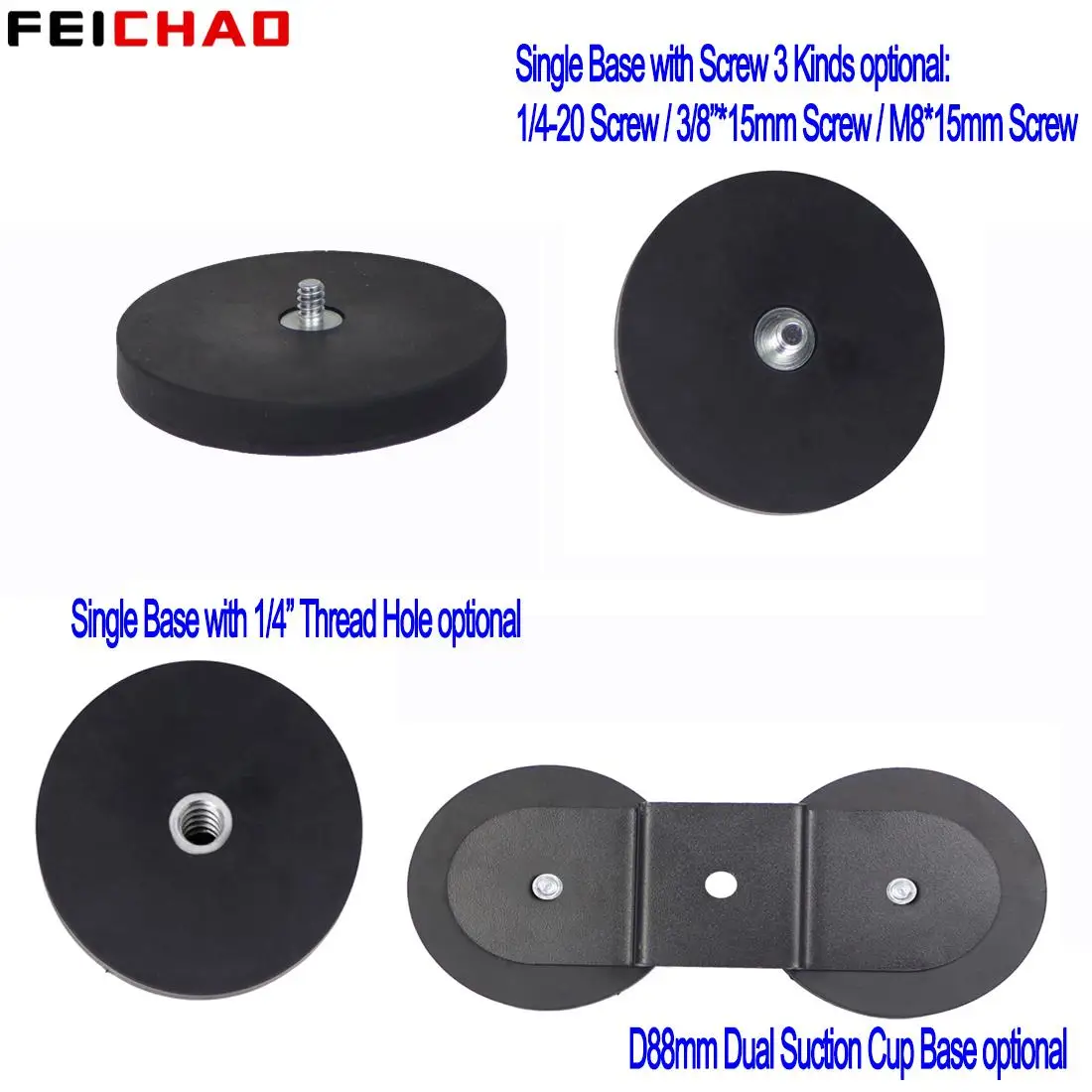 D88 Strong Magnetic Magnet Car Auto Suction Cup Base Expansion 1/4 3/8 M8 Mount for DV Lights Ball Head DSLR Camera Phone Stand