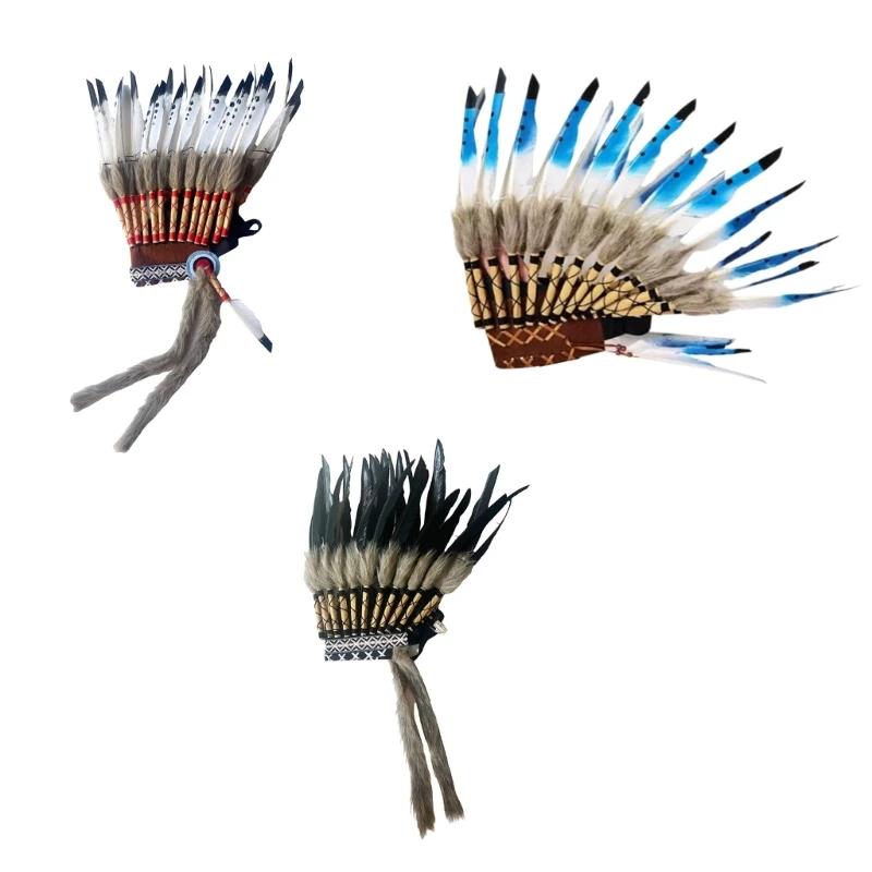 

Индийские повязки на голову с перьями и головной убор из индийских волос Кокошник Прямая поставка