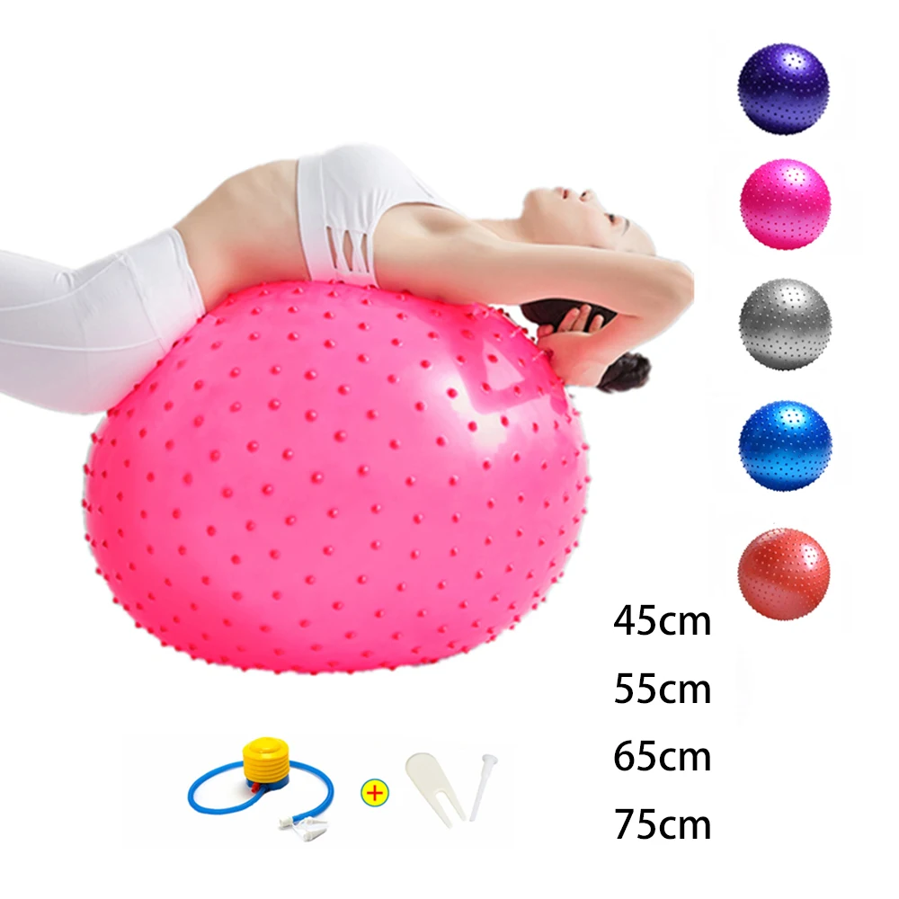 Massage Ball Yoga Ball Fascia Ball 55cm / 65cm / 75cm Pointed Massage BallYoga Ball with Hedgehog Pump Fitness Fitball Pilates