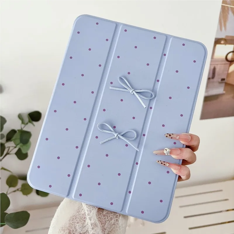 3D Minimalist Bow Polka Dots Cute Sweet Tablet Case Cover