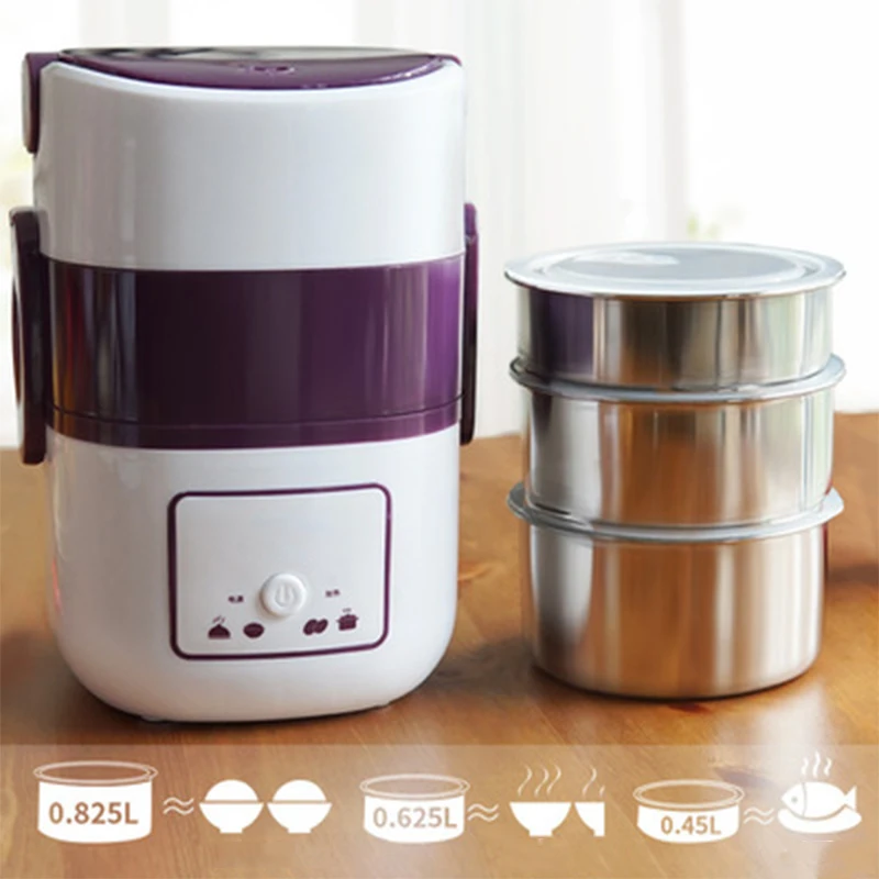 RW-01 220V/250W Electric Food Steamer Multifunctional Household Three Layers 304 Stainless Steel Split Hot Pot Mini Steamer 1.9L