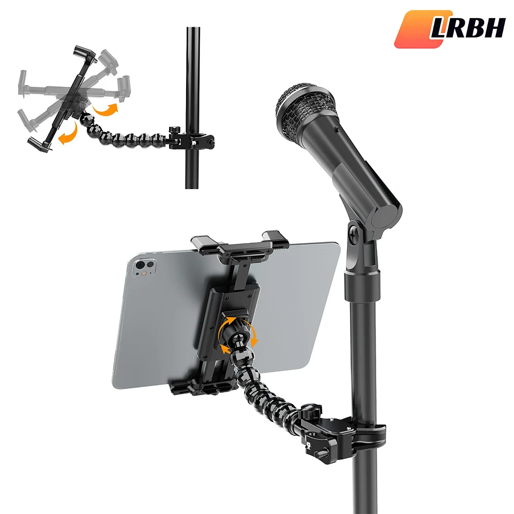 Flexible Microphone Music Stand Tablet Stand Compatible 4.7-inch to 15-inch Tablets Smartphones