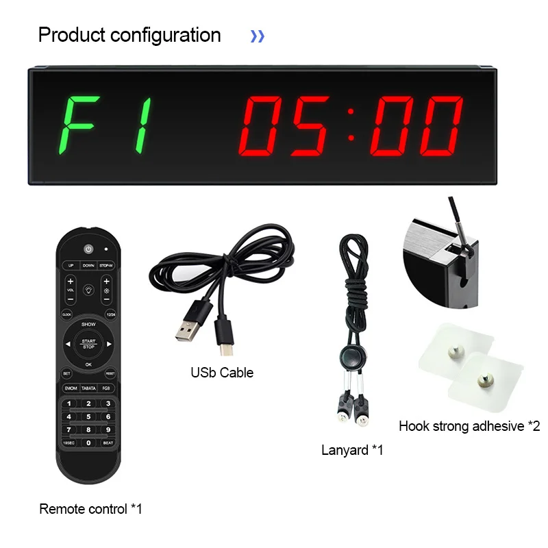 Super Large Screen Gym Timer 1.5 Inch Digits Count Down/Up Timer Boxing Cycle Interval Clock Stopwatch for Gym Fitness Training 6