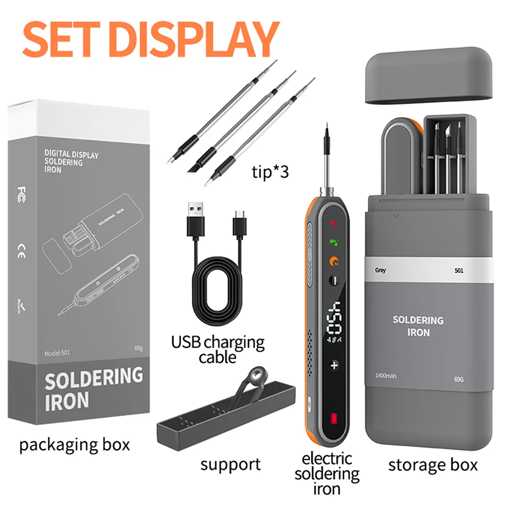 Fer à souder sans fil USB 180-450°C 1400mAh Type-C