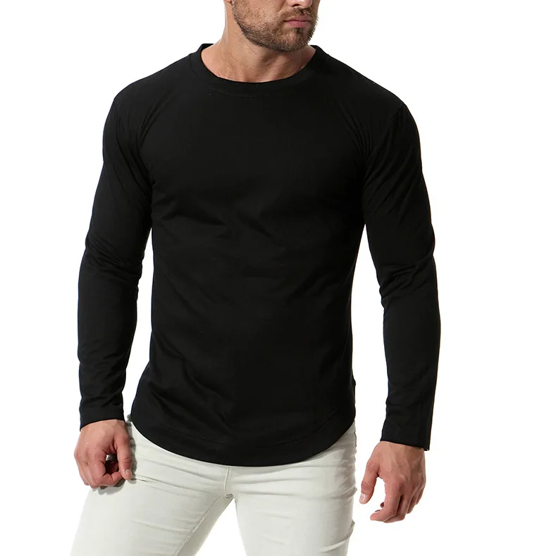 

Man Long Sleeves Black Tshirts Csual Solid T-shirt
