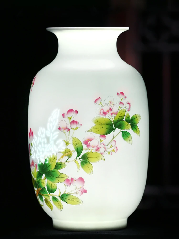 

Jingdezhen Ceramic Mint Vase Flower Arrangement Chinese Household Living Room Curio Shelves Decoration Craft Ornaments