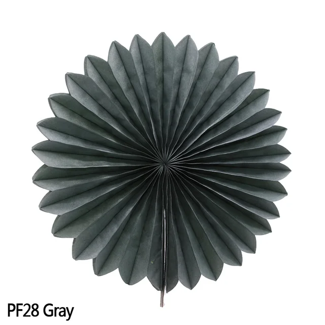 5pcs 10-30cm Color Tissue Paper Cut-Out Paper Fans Pinwheels Hanging Flower Paper Crafts for Wedding Party Birthday Decor Suppli PF28-Gray