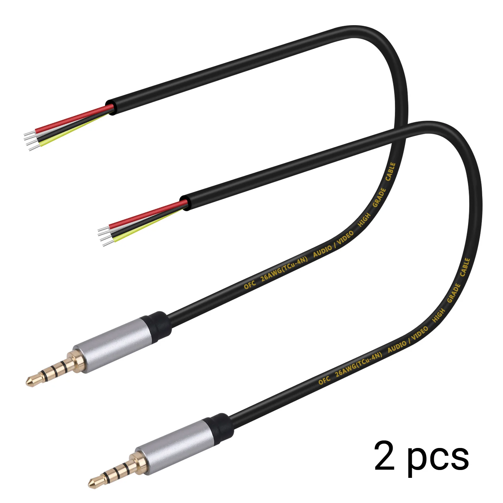 

Replacement 3.5mm Male Plug to Bare Wire Open End TRRS 4 Pole Stereo 1/8" Plug Jack Audio Cable for Headset Microphone Repair