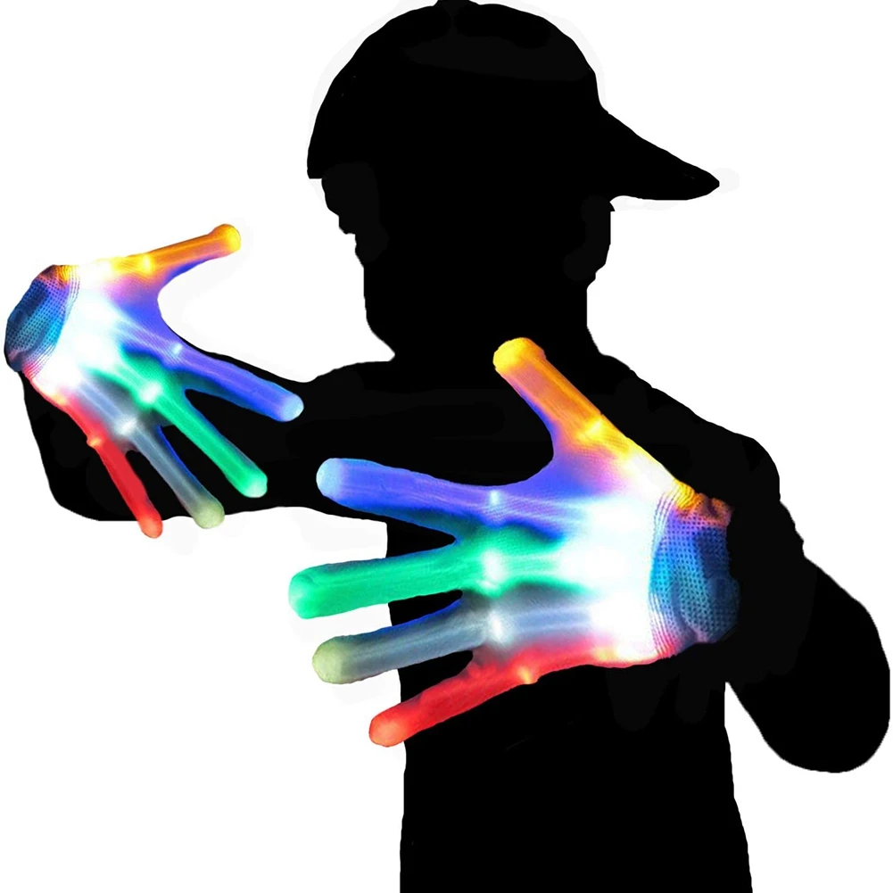 1PC Color Flashing Color Changing Luminous Gloves Stage Cheer Cool Led Gloves Night Running Bar Atmosphere Props Glowing Party glow gloves