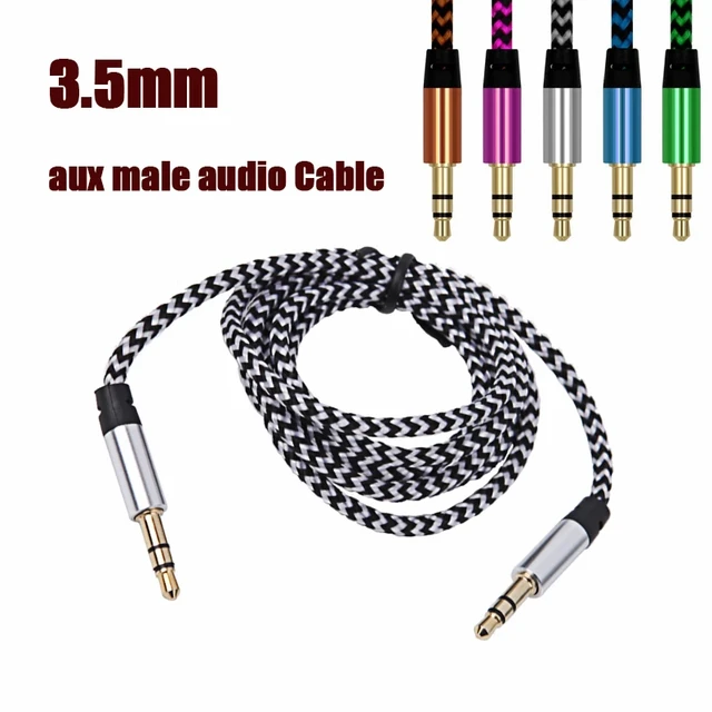 Câble auxiliaire Audio stéréo universel, 3.5mm, en Nylon tressé