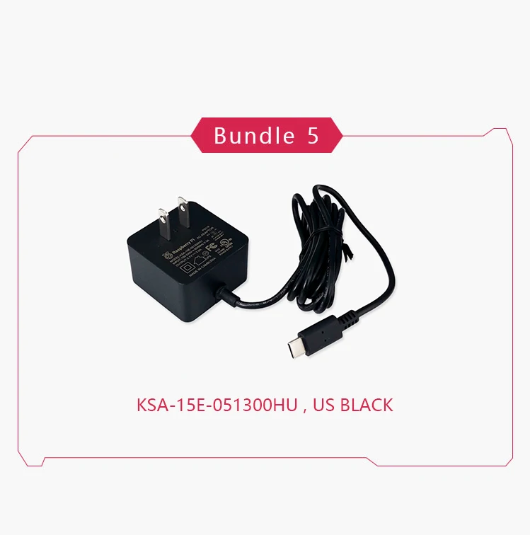 Raspberry Pi 15.3W USB-C Power Supply,Official and Recommended 5V3A type-C Power Adapter for Raspberry Pi 4