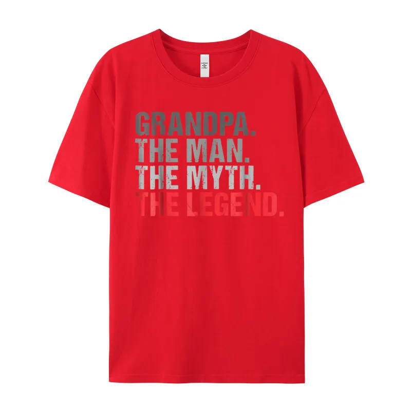 Mens Grandpa The Man The T Shirt Short Sleeve Party Retro Man Christmas Tops & Tees Party Tops Shirt Crew Neck All Cotton Mens Grandpa The Man The Myth The Legend Fathers Day T-Shirt__20554 red